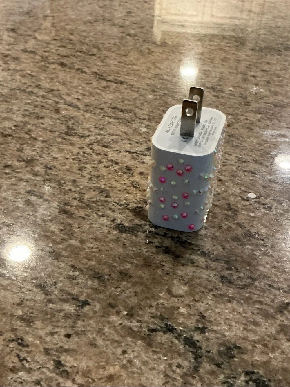 Amazon White USB Wall Charger with Pink Accent Studs